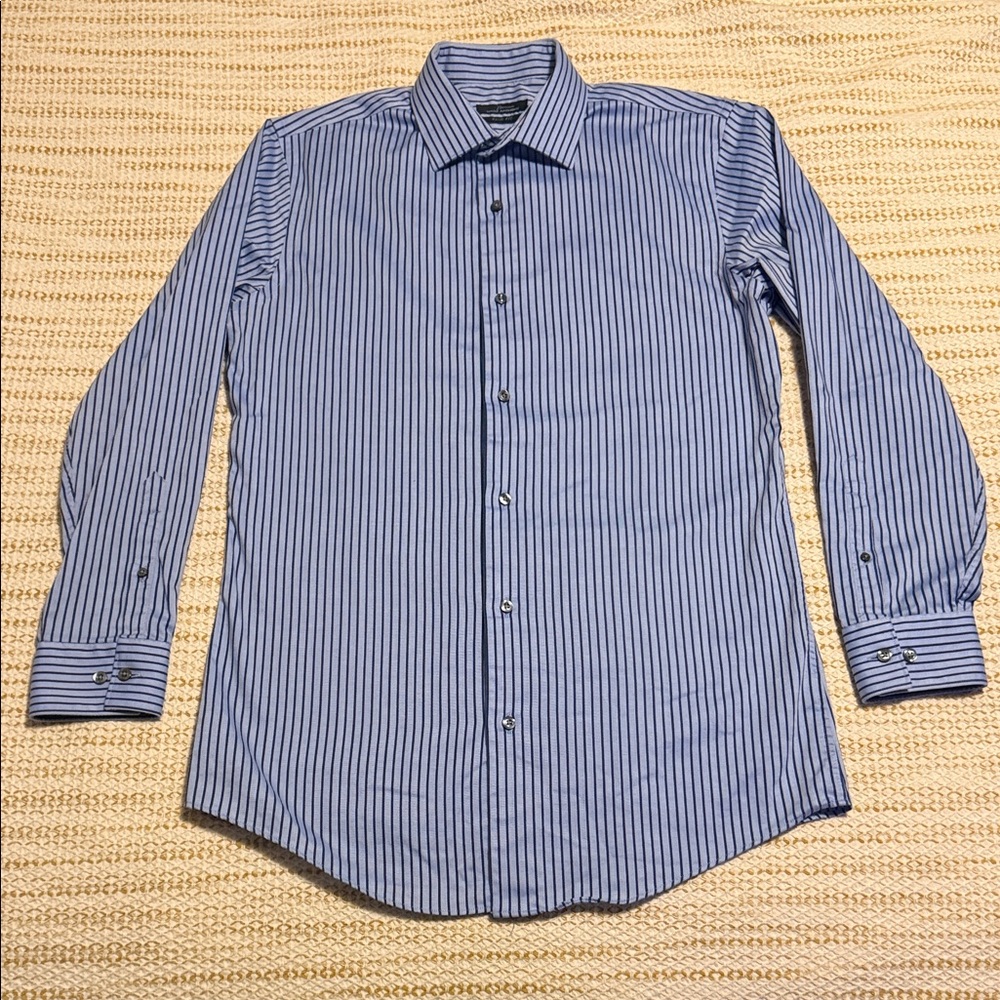 Marc Anthony Men's Blue Pinstripe Stripes Dress Shirt 15.5 15 1/2 Slim Fit